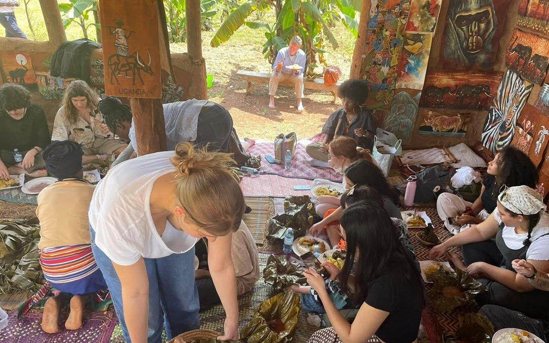 Visitors having a local meal